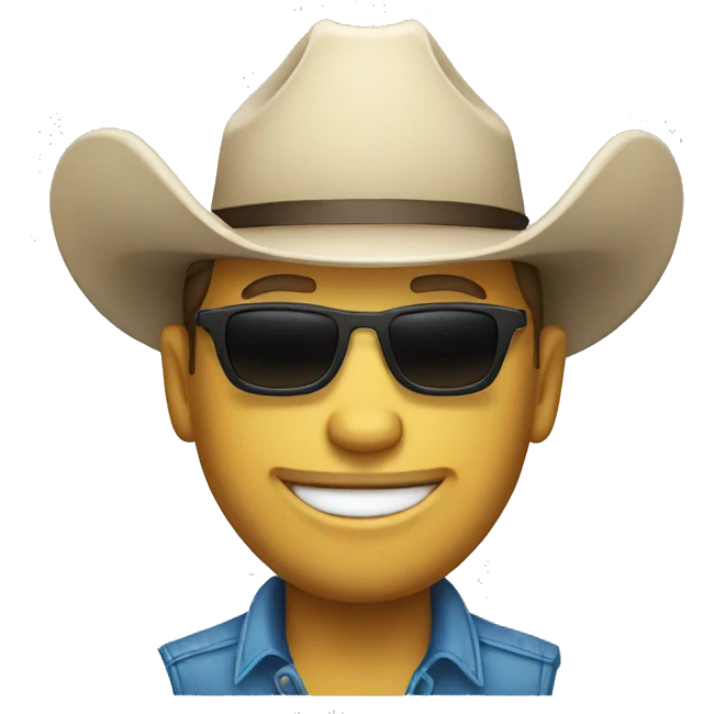 White cowboy with sunglasses smirking   emoji