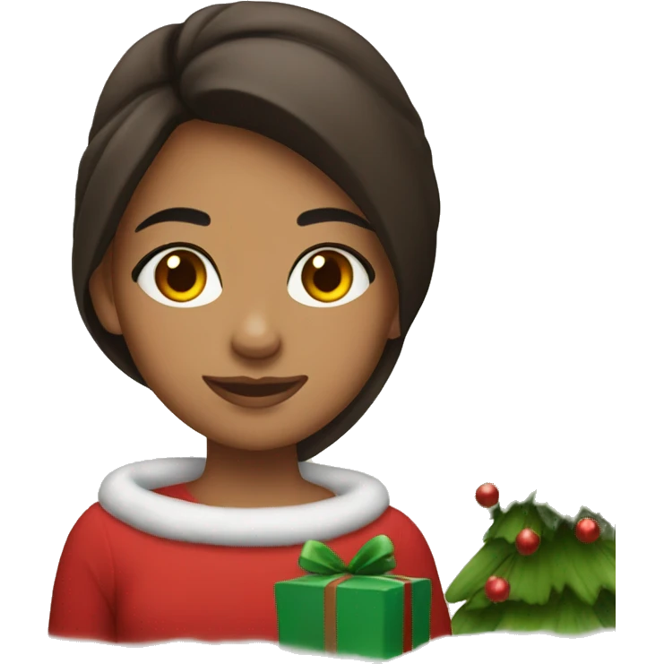 Cozy brunette girl Christmas  emoji
