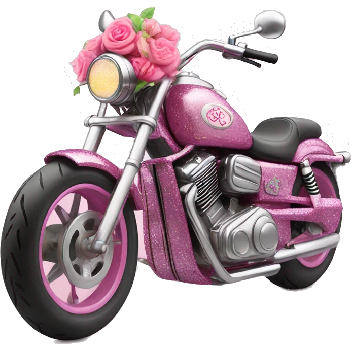 Pink ombre motorcycle with glitter and decorated in flowers  emoji
