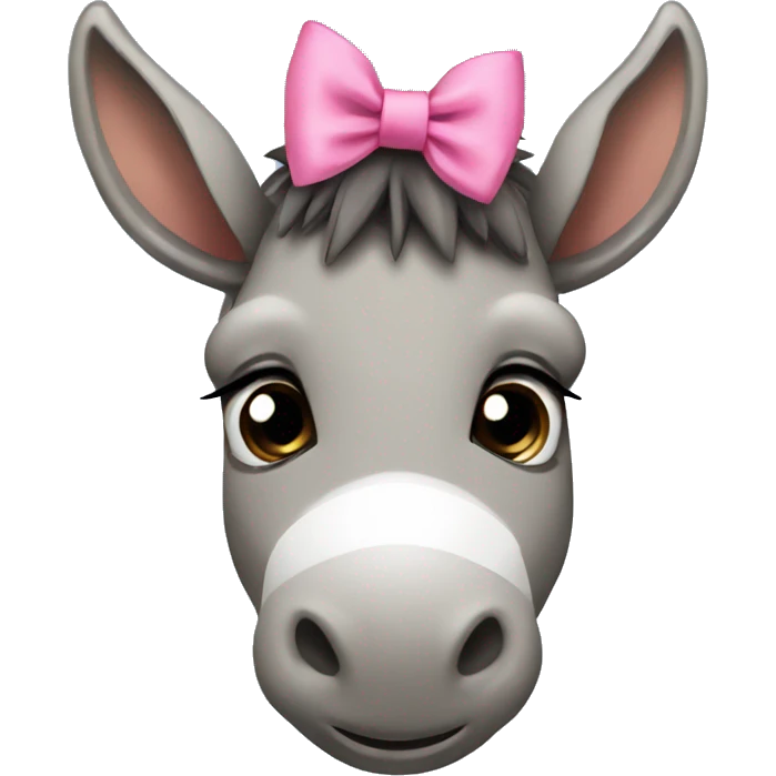 cute donkey with pink bow emoji