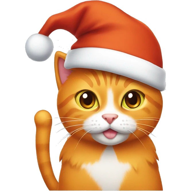 Orange cat in Santa hat emoji