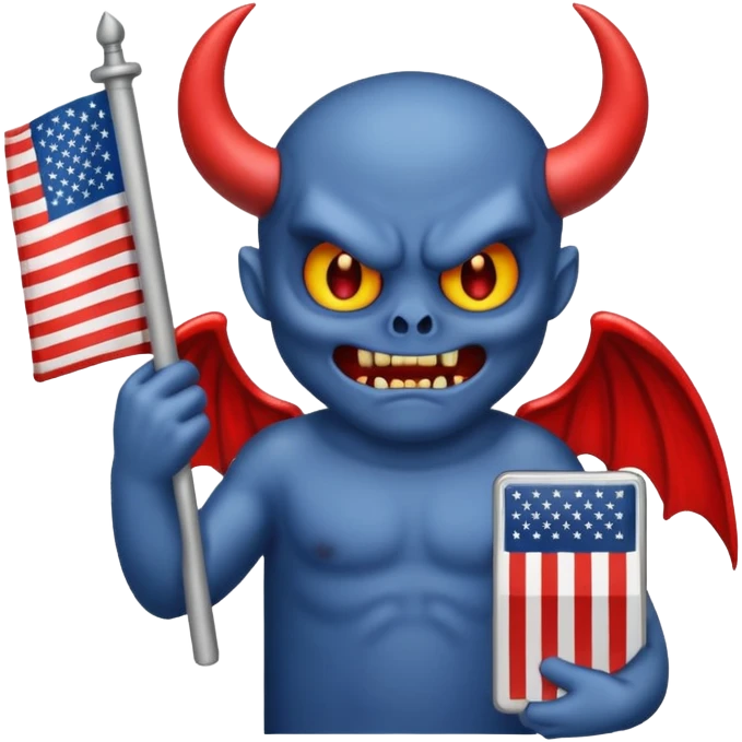 A demon holding 9/11 emoji