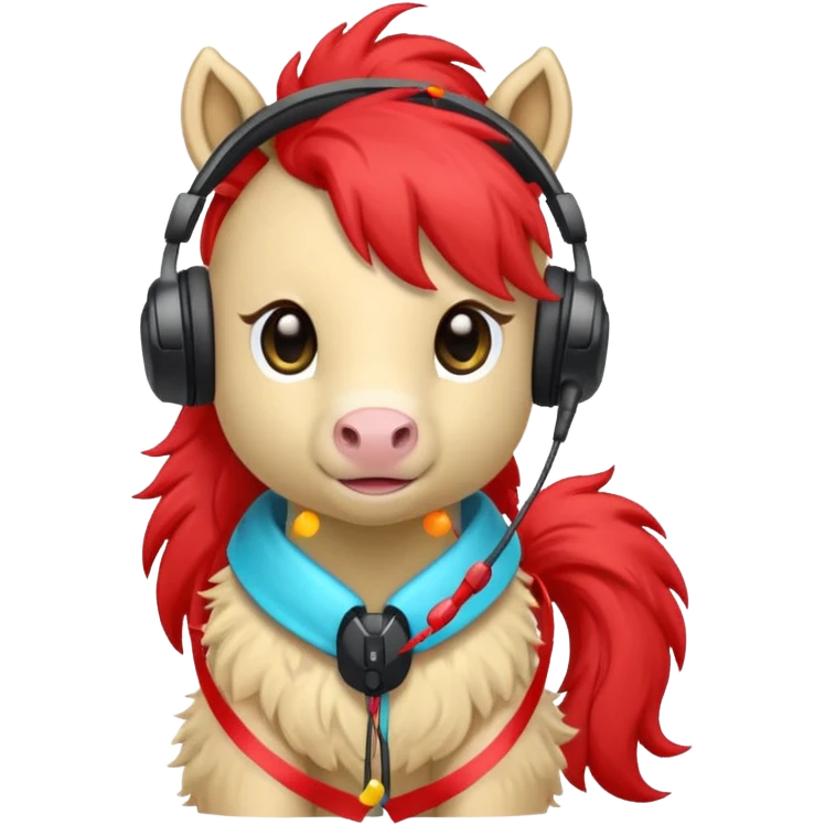 red pony streamer with gaming head set emoji