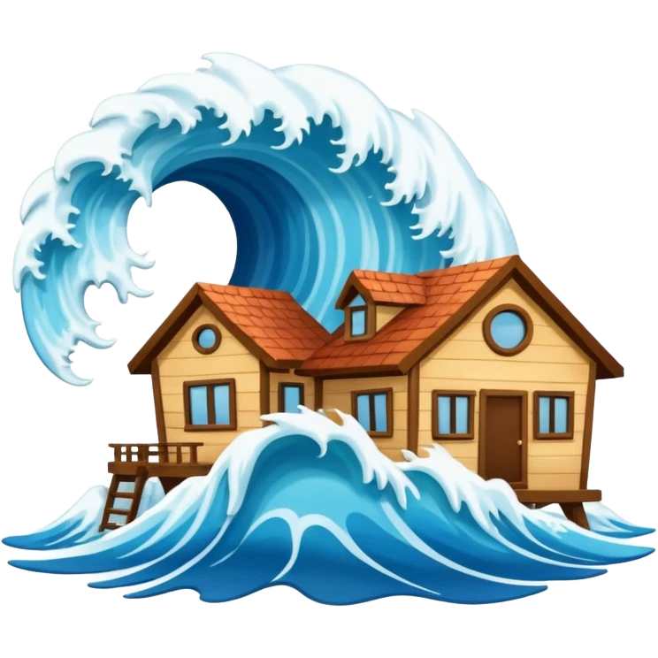 TSUNAMI DESTRUYENDO UNA CASA emoji