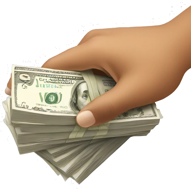 Hand holding a stack of cash emoji