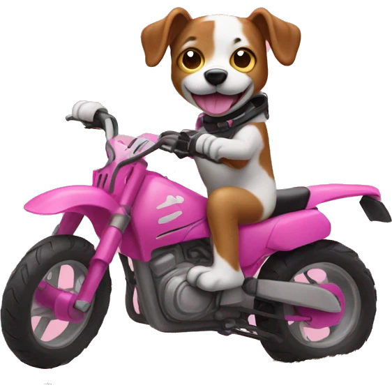 dog riding Pink dirt bike while drinking  emoji