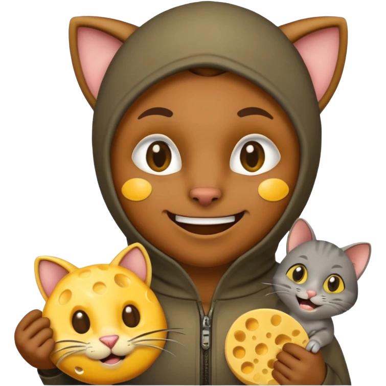 robber emoji with money cheese cat with rat emoji