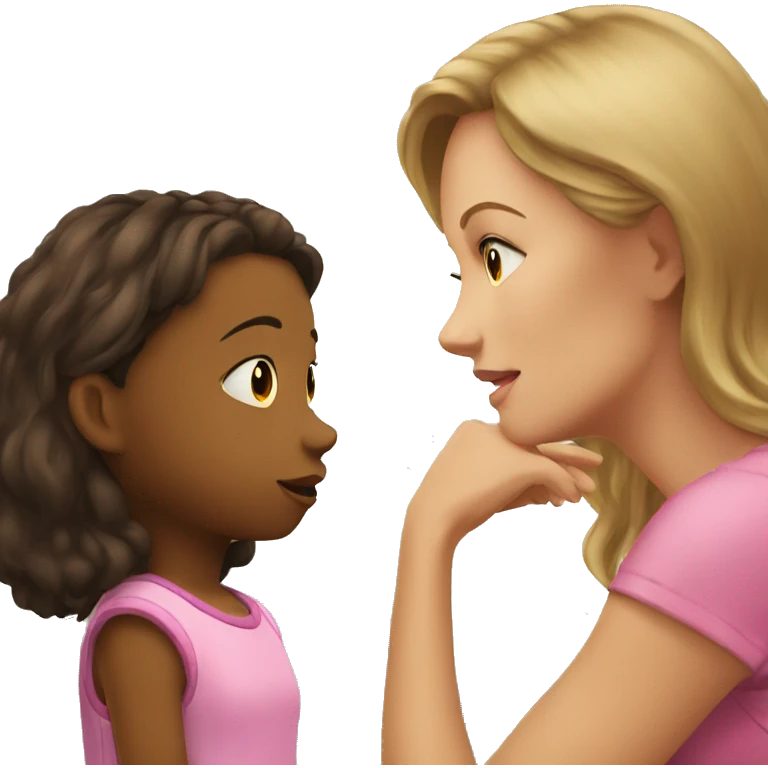 little girl being watched by mom emoji
