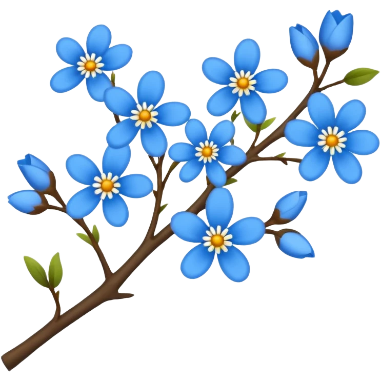 Blue tree branch twig with flowers  emoji