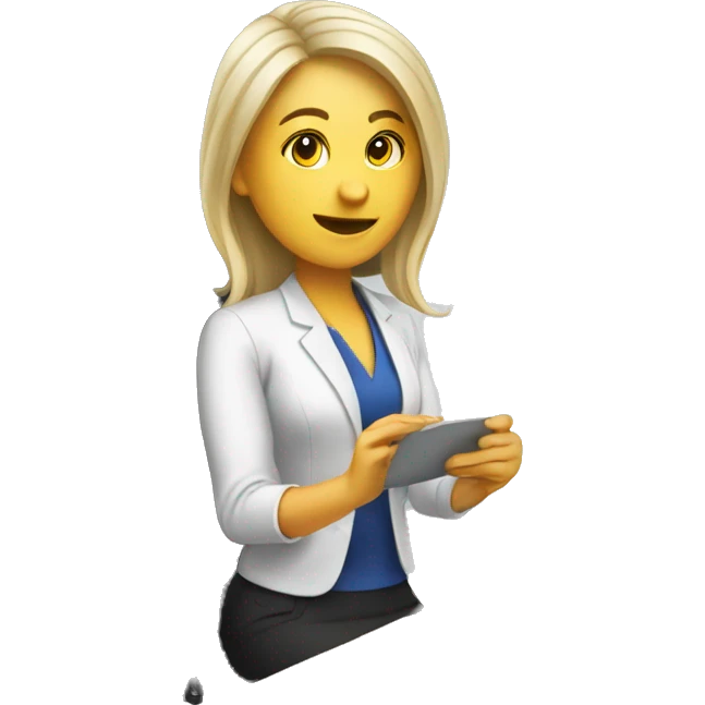 desk reception woman with computer emoji