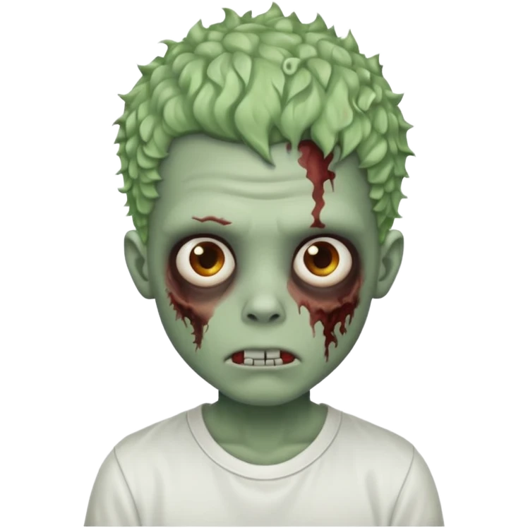 zombie boy with curly fade hair and white shirt emoji emoji