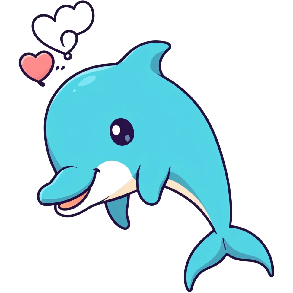 Dolphin blowing kisses from the water emoji