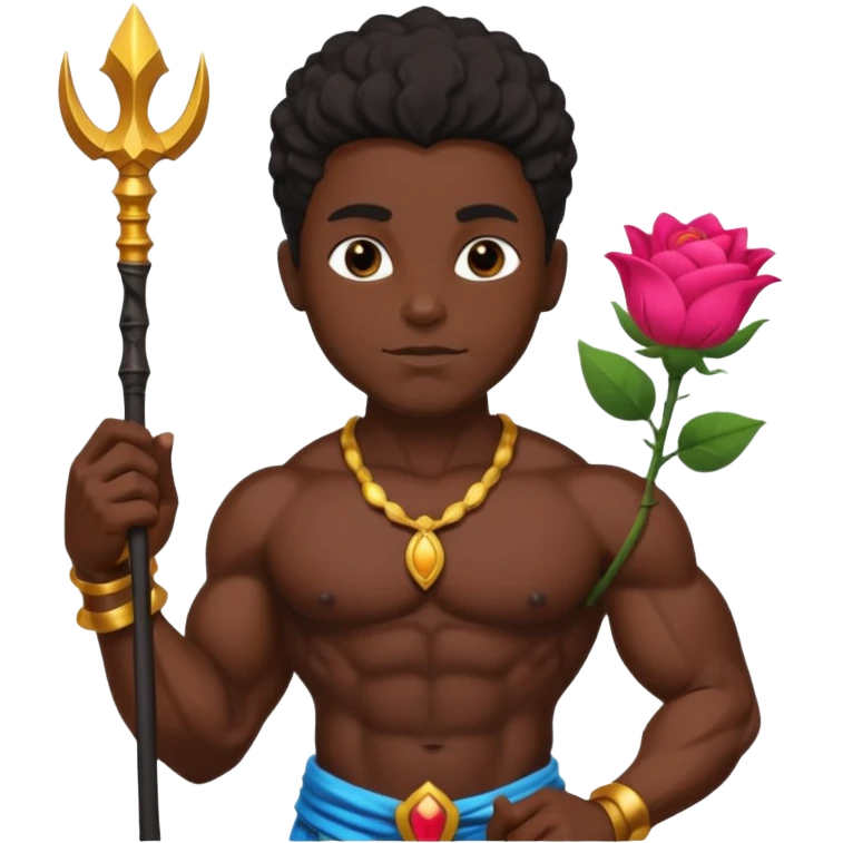 black god with flower, scepter emoji