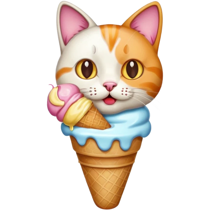 Cat eating ice cream emoji