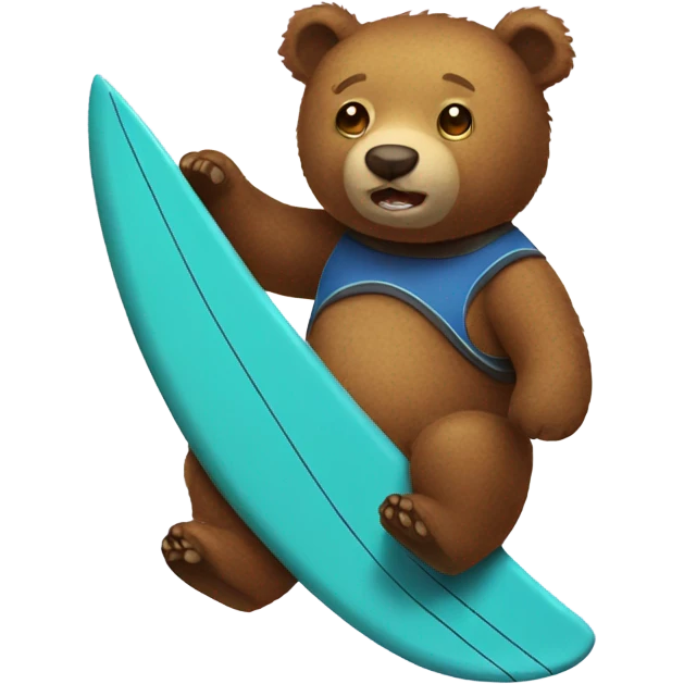Stuffed bear with surf board emoji