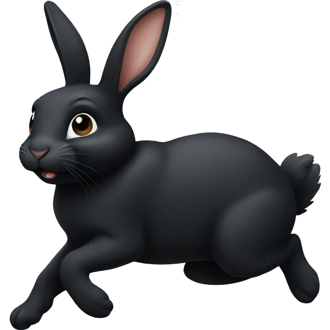 One black bunny hopping emoji