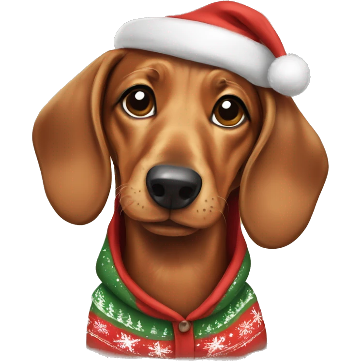 cute daschund wearing christmas hoodie emoji