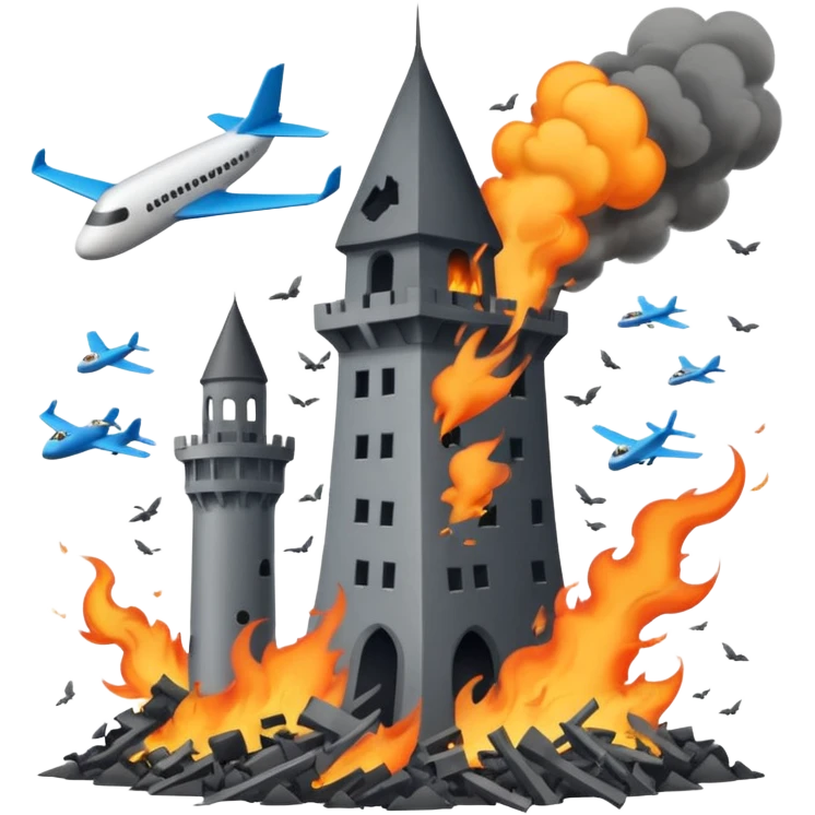 Plane hitting a tower emoji