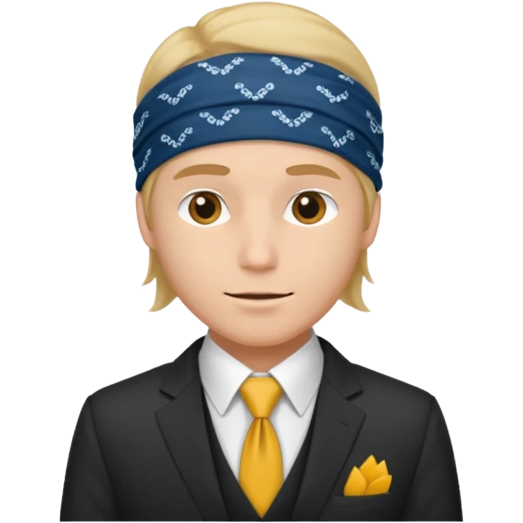 Character wearing a bandana and a suit emoji