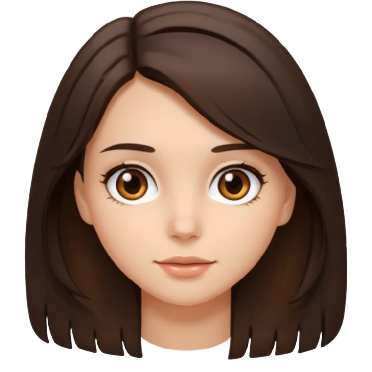 Make me a brunette girl, with brown (dark) eyes and loose, medium-length hair emoji