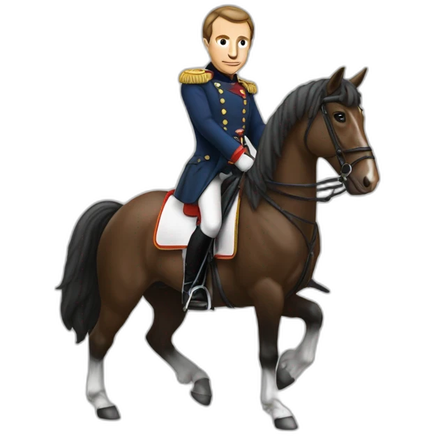 Macron sur cheval qui tient un pouleg emoji
