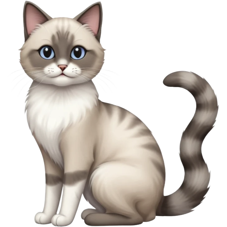 grey and white cat doing a big long stretch emoji