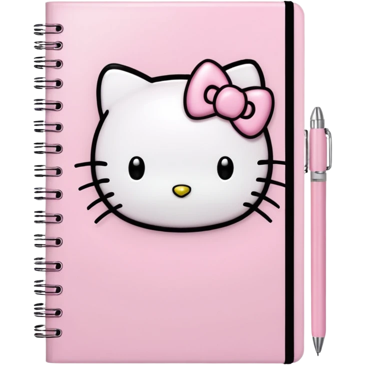 Light pink notebook with a hello kitty in it emoji