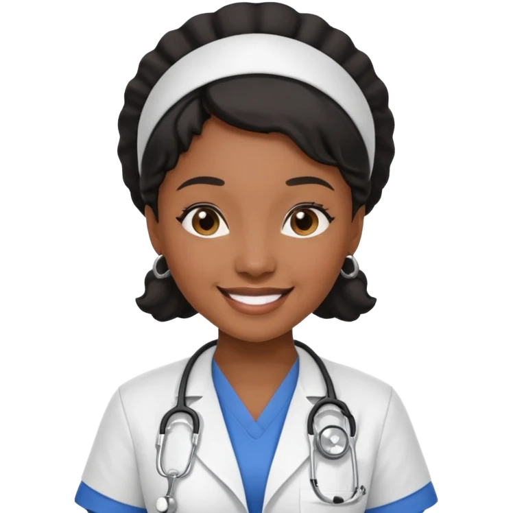 Black female Nurse with stethoscope  emoji