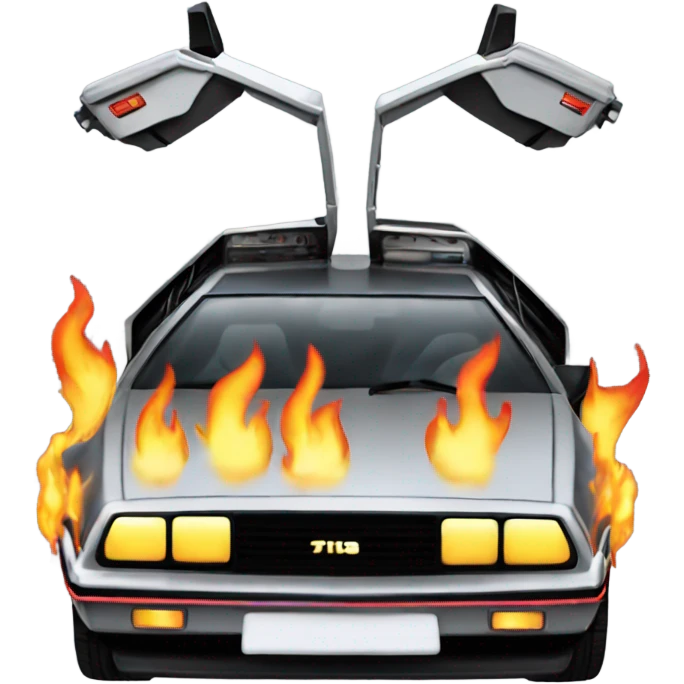 Delorean with flames from tires emoji