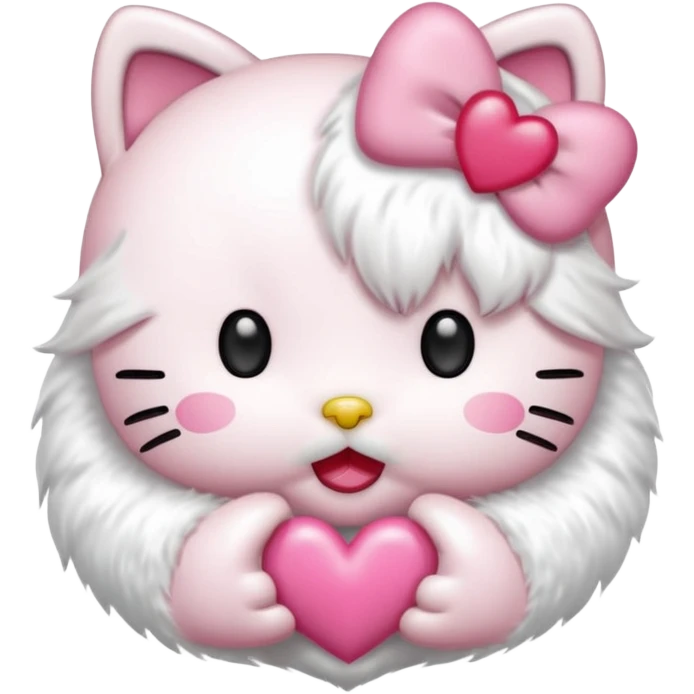 Hello kitty qui fait un bisous avec sa bouche et un cœur rose sort de sa bouche  emoji
