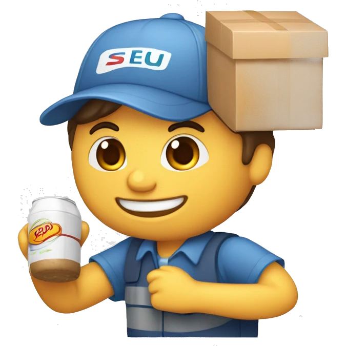 a delivery person with an order with the following text "seu pedido saiu para entrega"  emoji
