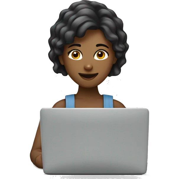 Girl working online customer service emoji