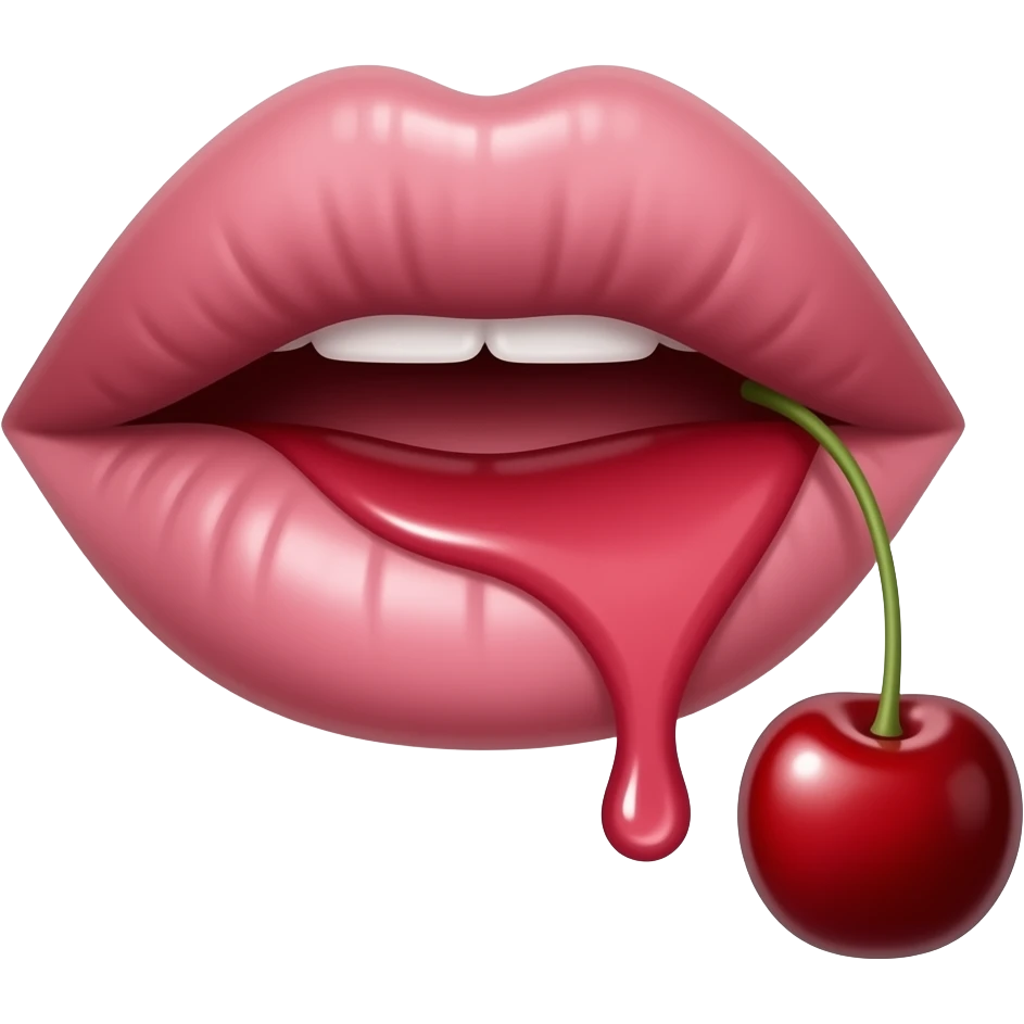lips licking a cherry emoji