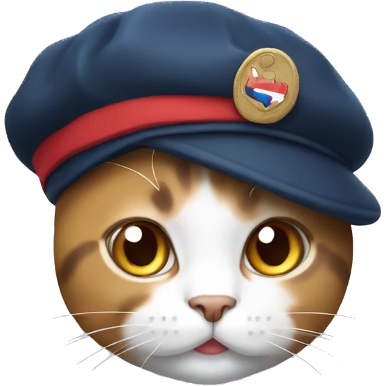 Tricolor cat wearing beret emoji