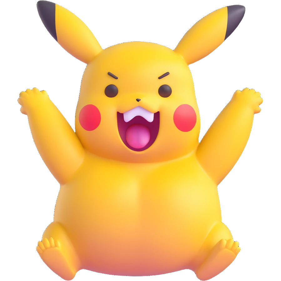 chubby Pikachu with spots yelling in terror emoji