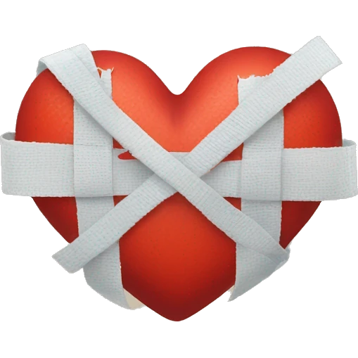 broken red heart with bandages around it emoji