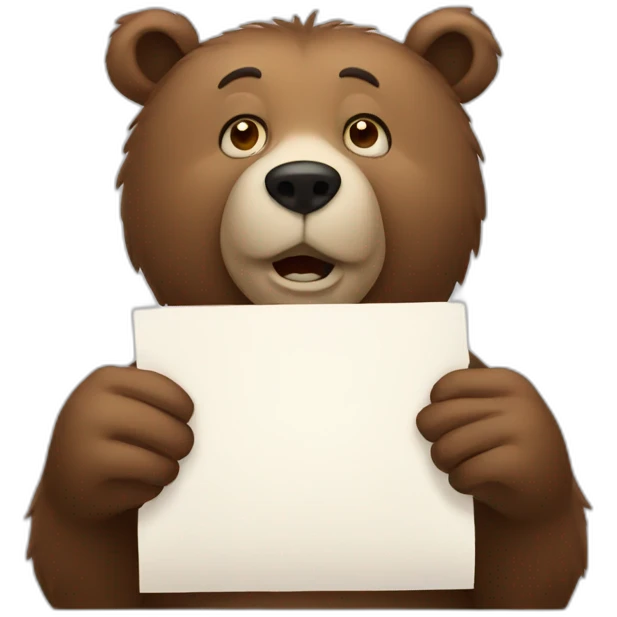 bear holding blank paper emoji