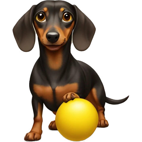 Weiner dog with yellow ball emoji