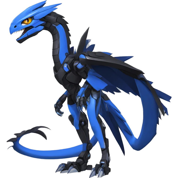  Cool Edgy Futuristic Black Blue Digimon-Fakemon-Raptor-Dragon-Mecha full body emoji