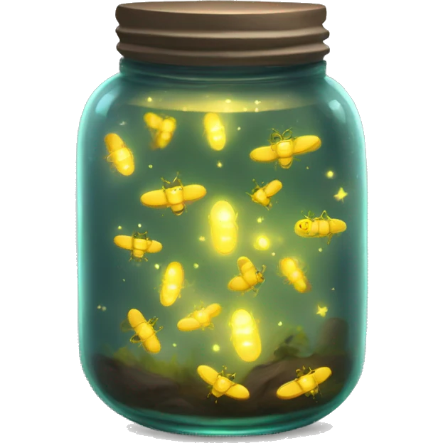 Realistic glowing jar filled with fireflies emoji