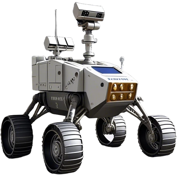 Cinematic Realistic Moon Rover – A rugged, high-tech vehicle traversing the Moon’s dusty surface. Its thick wheels leave tracks in the fine lunar regolith, with Earth hanging in the distant sky. Every mechanical detail of the rover is meticulously rendered, emphasizing its role in human exploration. emoji