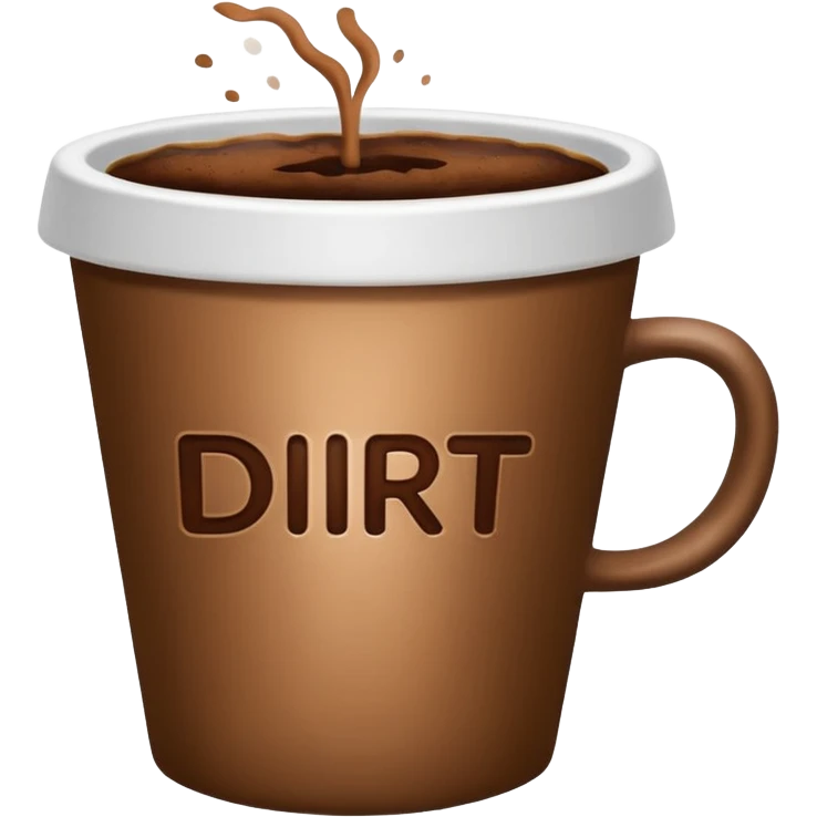 coffee in a cup with the word dirt on it emoji