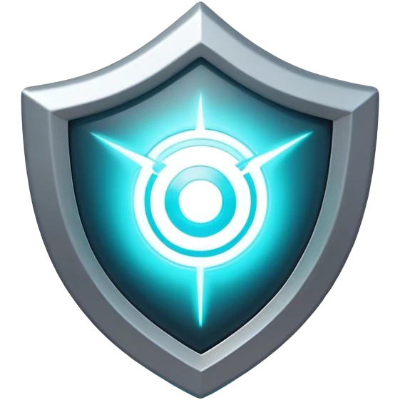 Clash of Clans aesthetic: Cinematic Playful 3D Isometric Energy Shield Emoji, rendered in a 3D vector-style similar to standard emojis with minimal shading and bold, simplified shapes. A compact, distinct form with signature details, softly glowing with a futuristic sci-fi warfare charm. Simplified yet unmistakably iconic, highly detailed and consistent, glowing with a soft radiance and high shine. Stylized with a touch of high-tech brilliance and a soft glowing outline, capturing the essence of a beloved gaming relic with a friendly, playful manner! emoji