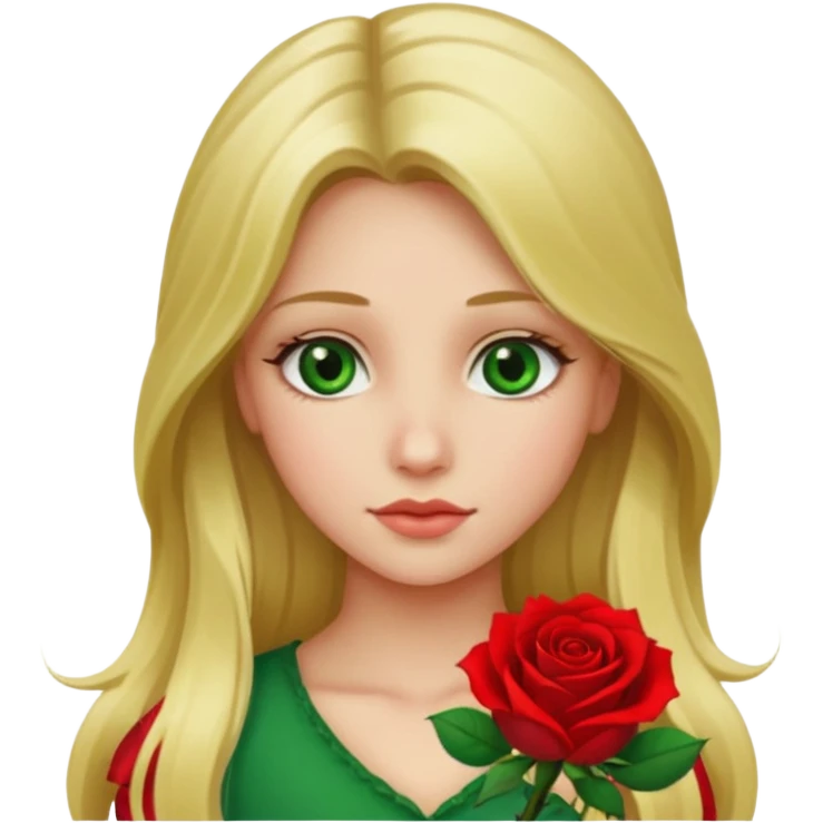 Girl profile picture with long blonde hair and green eyes and 1 flower in her hair emoji