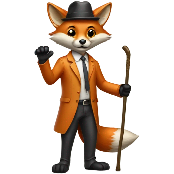 fox with a cane in hand emoji