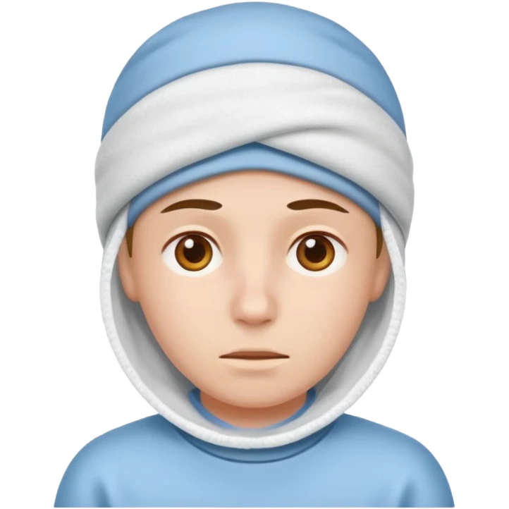 A person with headaches and a cold pad on the head emoji