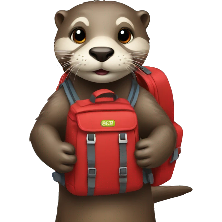 Otter with a red backpack  emoji