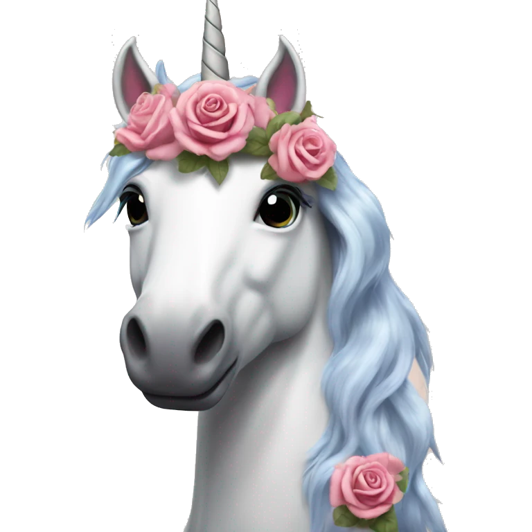 Realistic unicorn with roses in its mane emoji