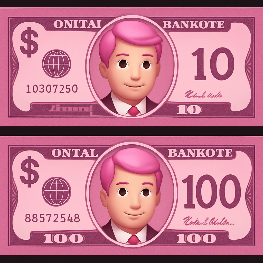 pink money emoji with a dollar sign emoji