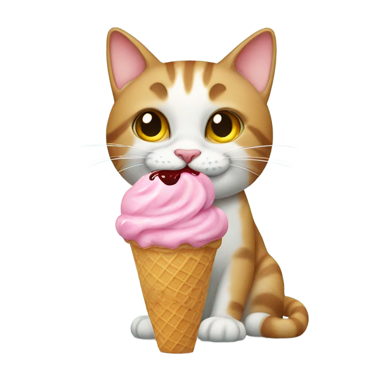 Cat eating ice cream emoji